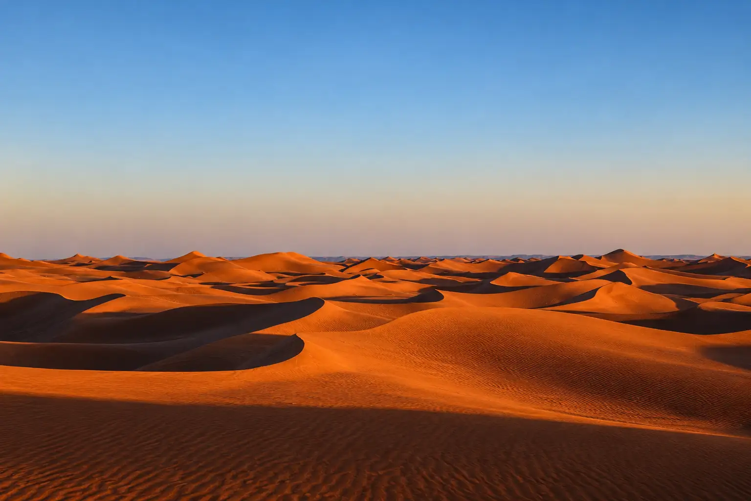 Dubai desert weather at sunset over the dunes