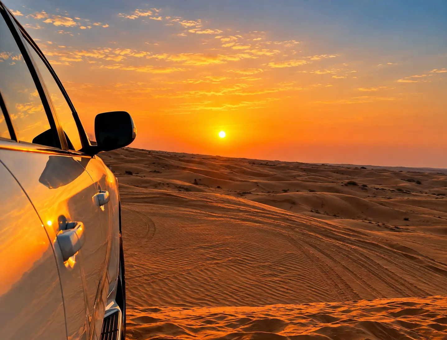 Clear autumn skies over Dubai desert